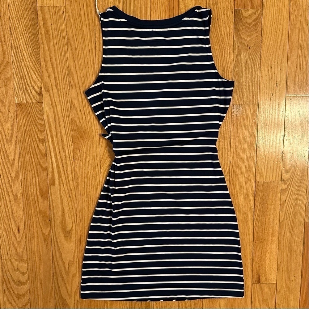 Vineyard Vines Sankaty Side Tie Tank Performance Dress Navy White Stripe XS - Picture 5 of 8